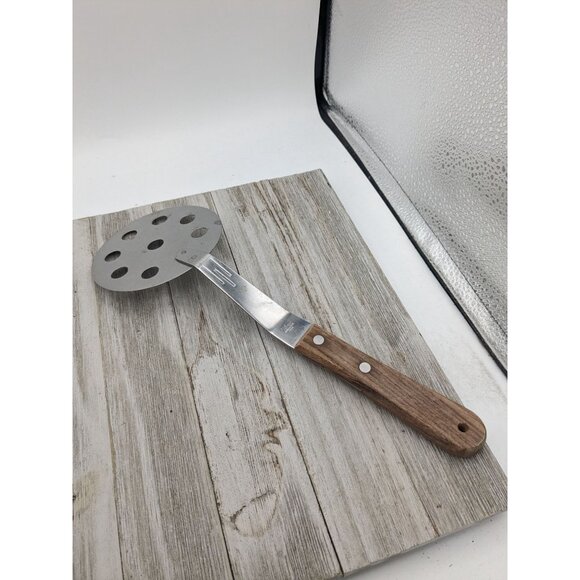 Vernco Stainless Steel 12” Slotted Spatula Pancake Wood Handle Japan Advertising - Picture 4 of 8
